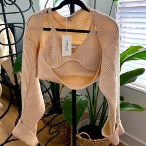 Starlow cream cropped sweater set